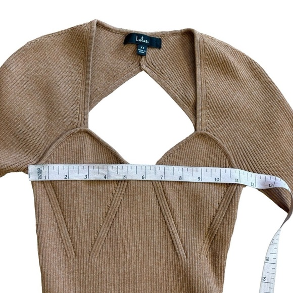 Lulu’s Toffee Brown Sweater Dress Women’s XS Ribbed Cutout Bodycon Autumn Fall - Picture 10 of 11